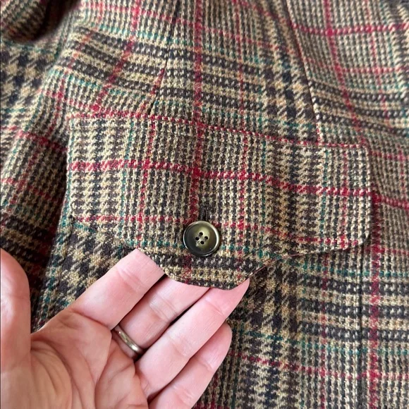 Anne Klein vintage 70’s wool plaid brown equestrian style blazer Small - Picture 9 of 11